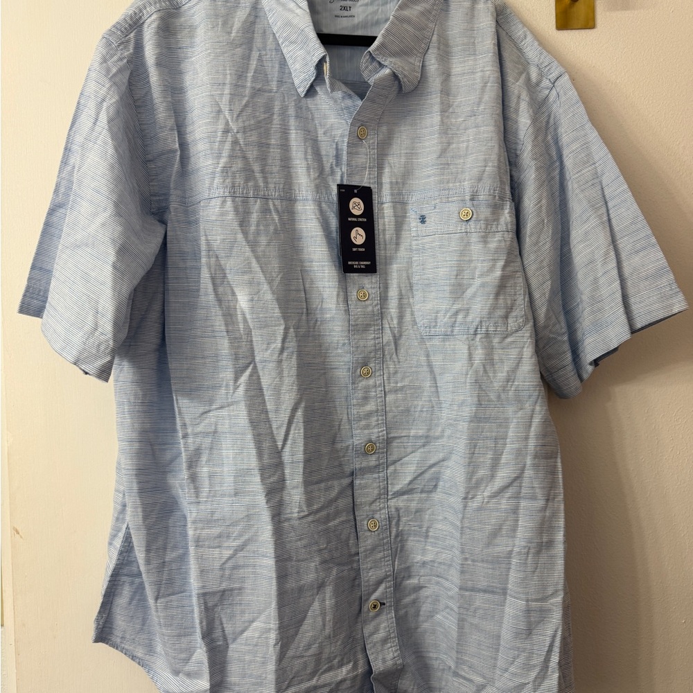 Izod Saltwater Men’s 2XLT Light Blue Short-Sleeve Button-Up Shirt - Picture 1 of 6